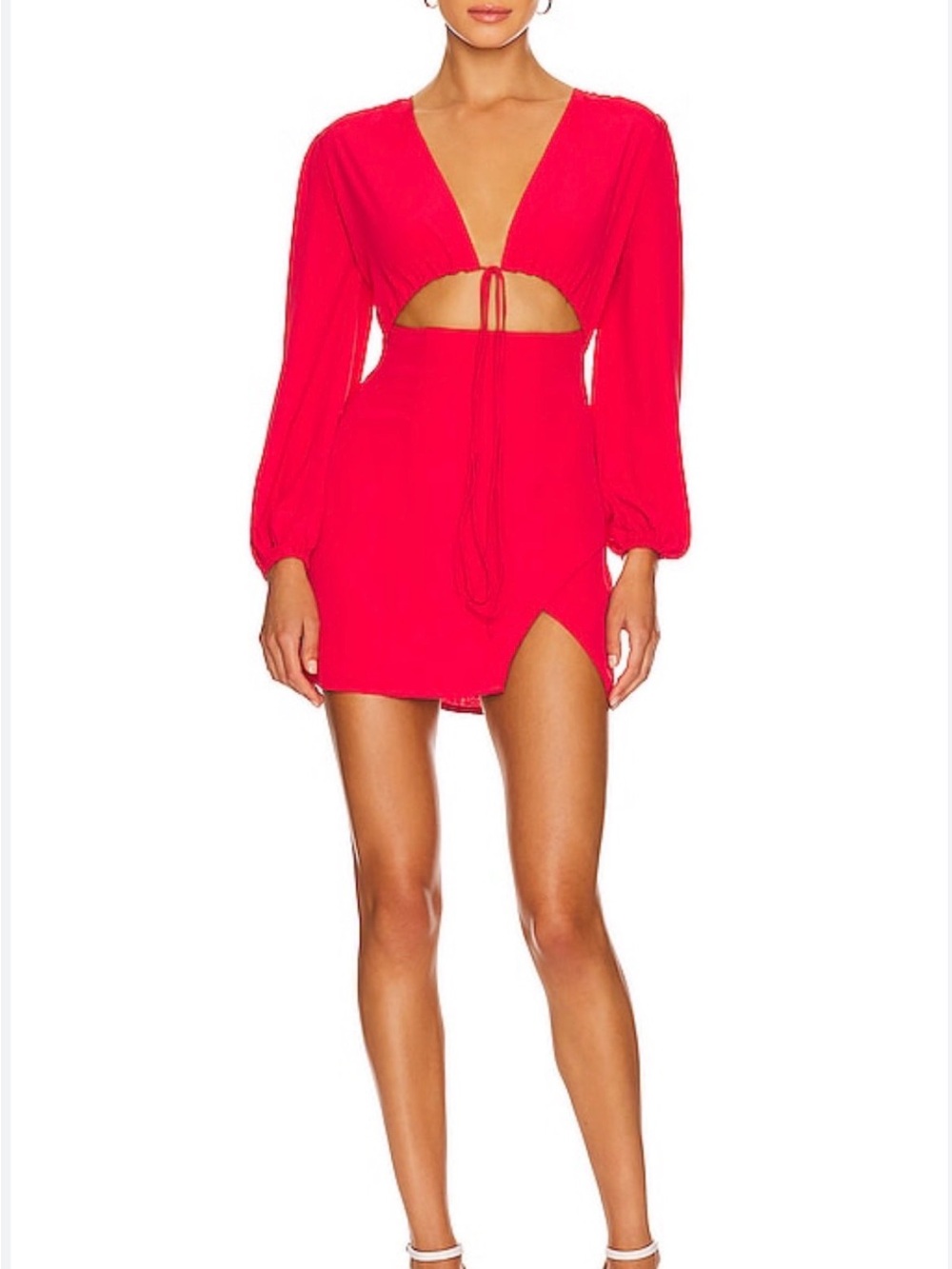 superdown Red Long Sleeve Cutout Mini Dress